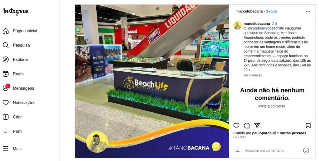 Nota de Marcelo Bacana sobre o lançamento do Beach Life